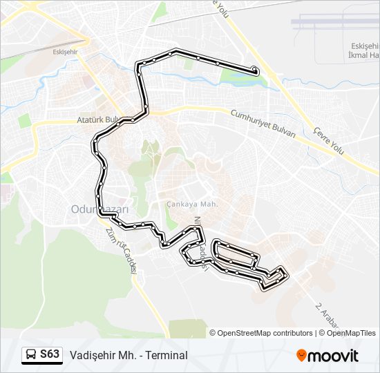 S63 otobüs Hattı Haritası