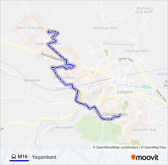 M16 bus Line Map