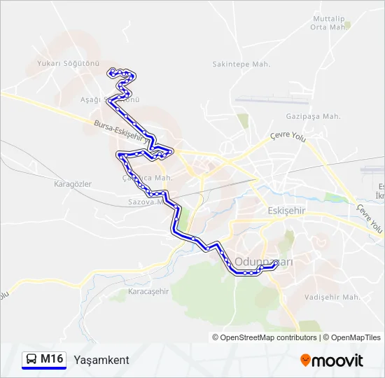 M16 Bus Line Map