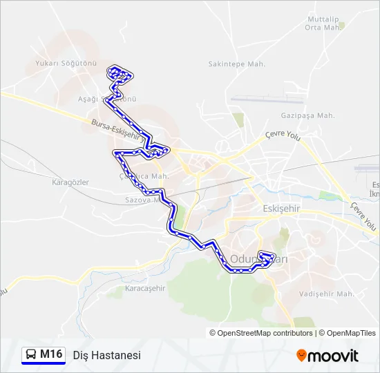 M16 Bus Line Map