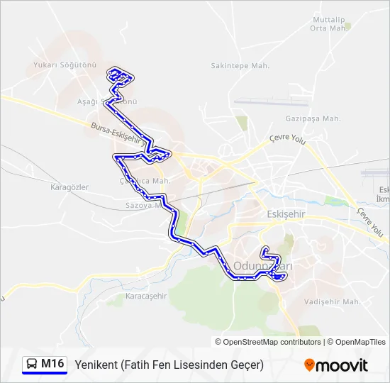 M16 Bus Line Map