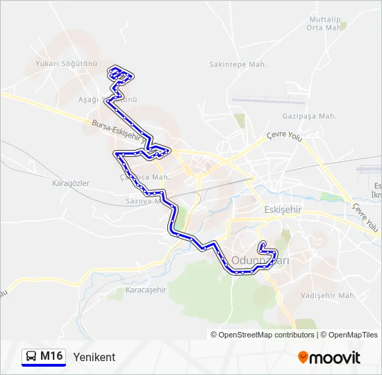 M16 Bus Line Map