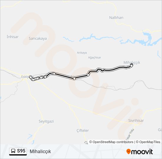 S95 otobüs Hattı Haritası