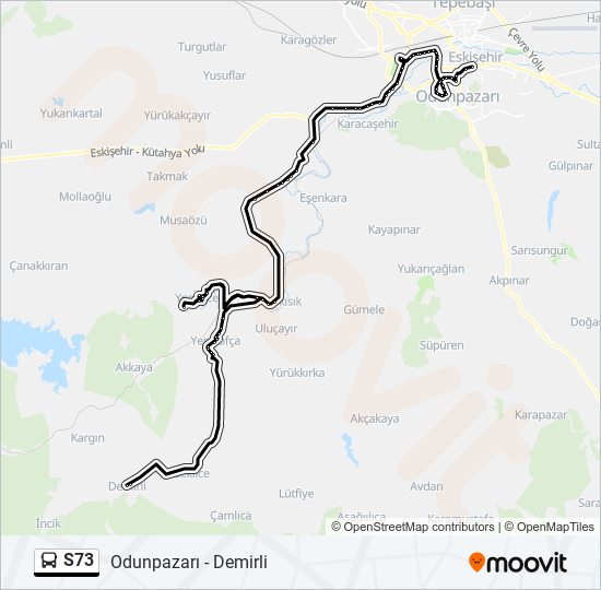 S73 otobüs Hattı Haritası