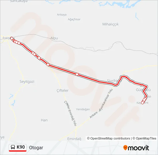 K90 Bus Line Map