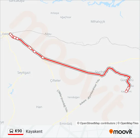 K90 Bus Line Map