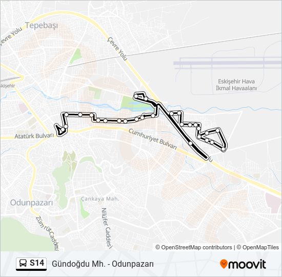 S14 otobüs Hattı Haritası