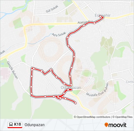 K18 bus Line Map