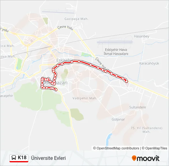 K18 Bus Line Map