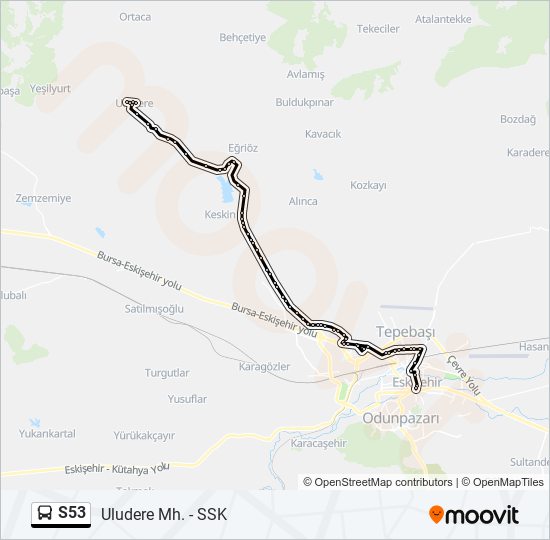 S53 bus Line Map