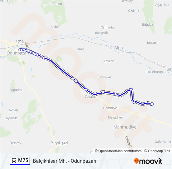 M75 bus Line Map