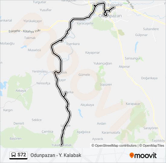 S72 otobüs Hattı Haritası