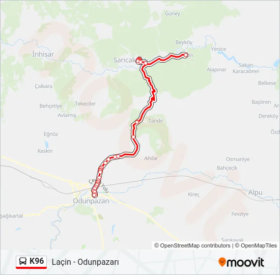 K96 Bus Line Map