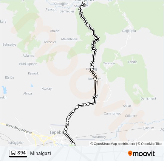 S94 bus Line Map
