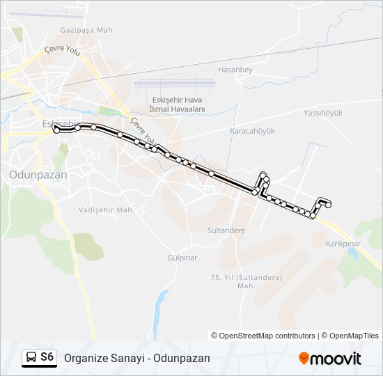 S6 otobüs Hattı Haritası