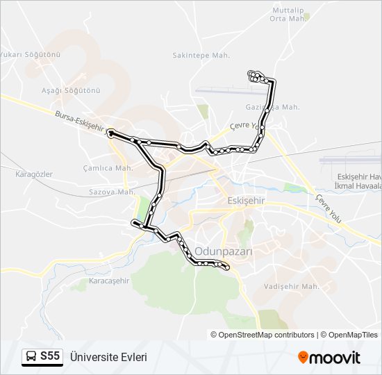 S55 bus Line Map