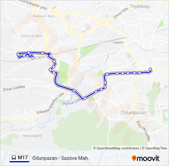 M17 otobüs Hattı Haritası