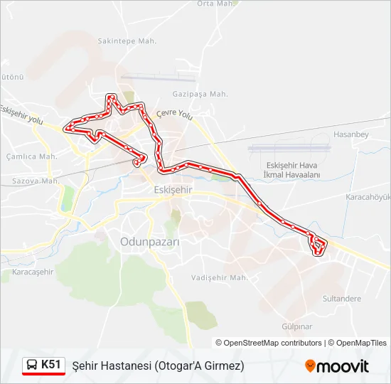 K51 Bus Line Map