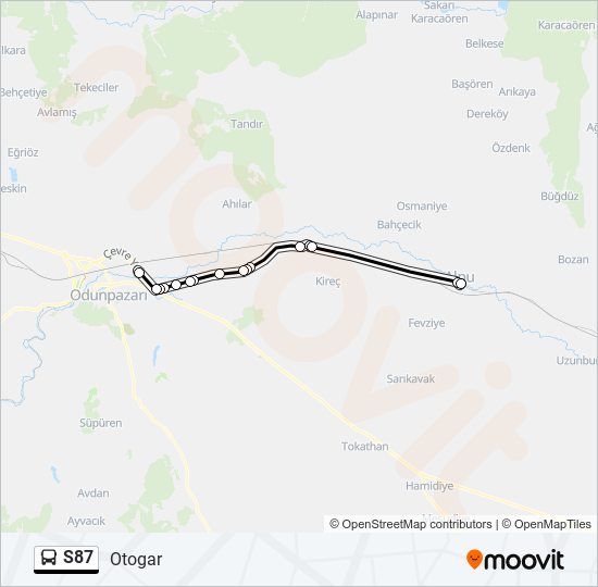 S87 otobüs Hattı Haritası