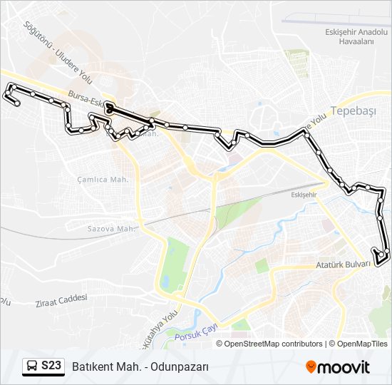 S23 otobüs Hattı Haritası