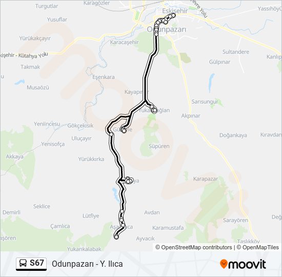 S67 otobüs Hattı Haritası