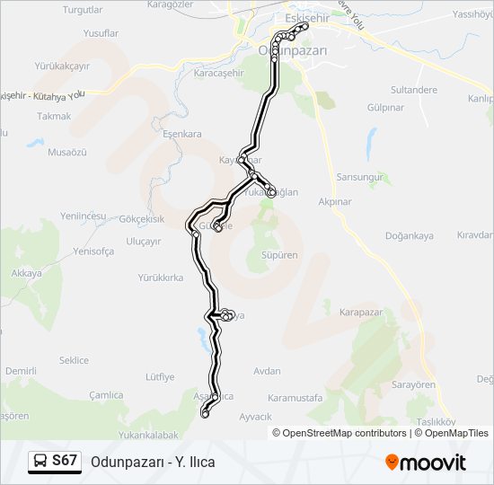 S67 otobüs Hattı Haritası