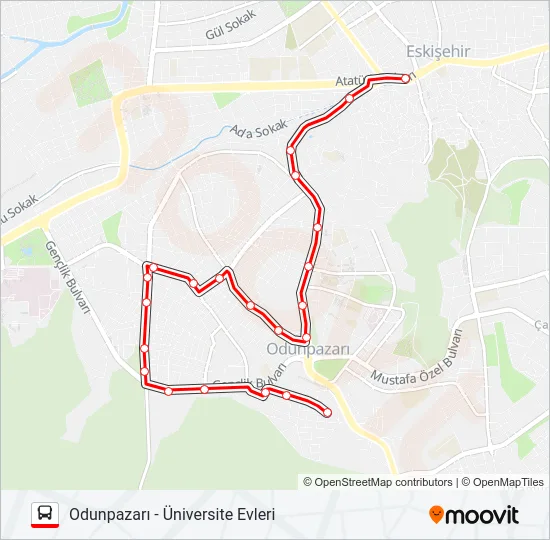 K18 NÖBET Bus Line Map