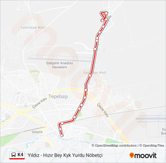 K4 Bus Line Map