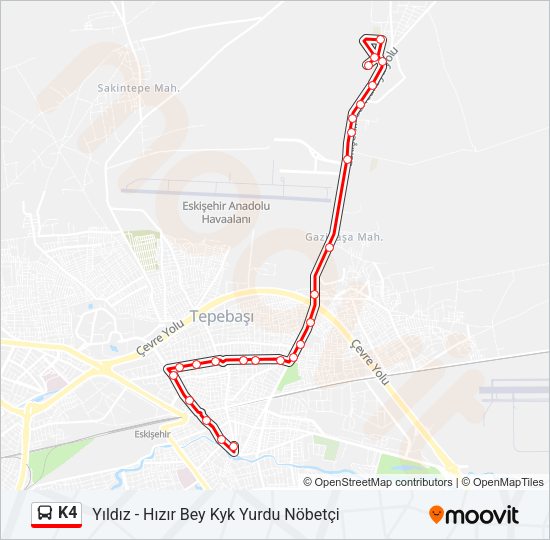 K4 Bus Line Map