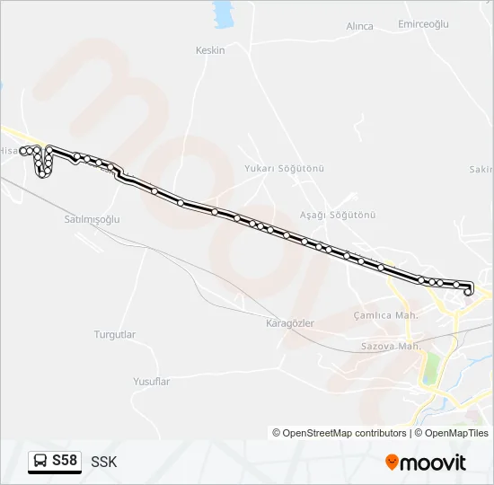 S58 Bus Line Map