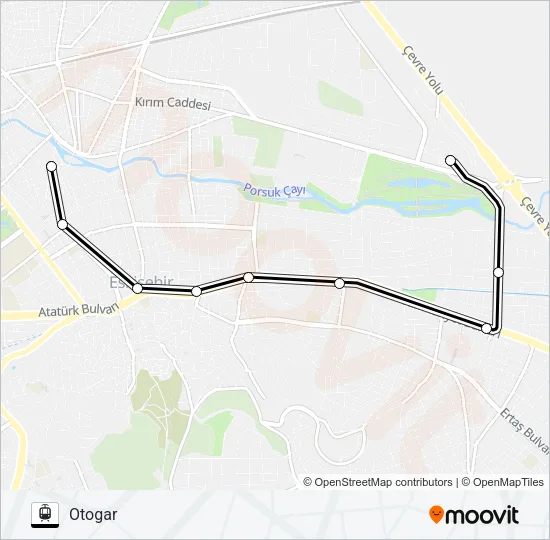 ÇARŞI - OTOGAR Light Rail Line Map