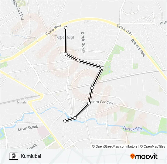ÇARŞI - OPERA - KUMLUBEL Light Rail Line Map