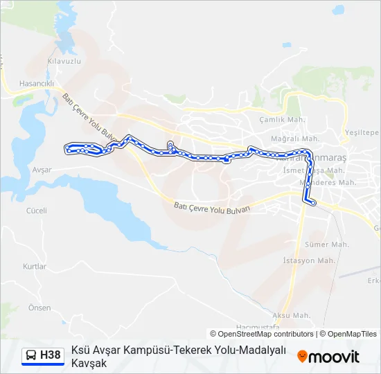 H38 Bus Line Map