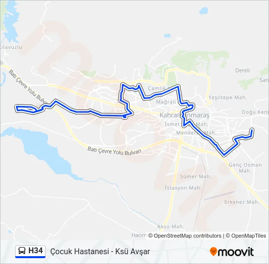 H34 Bus Line Map