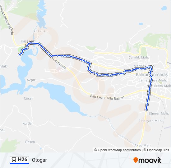 H26 otobüs Hattı Haritası