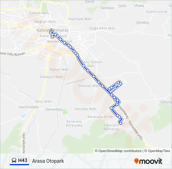 H43 Bus Line Map