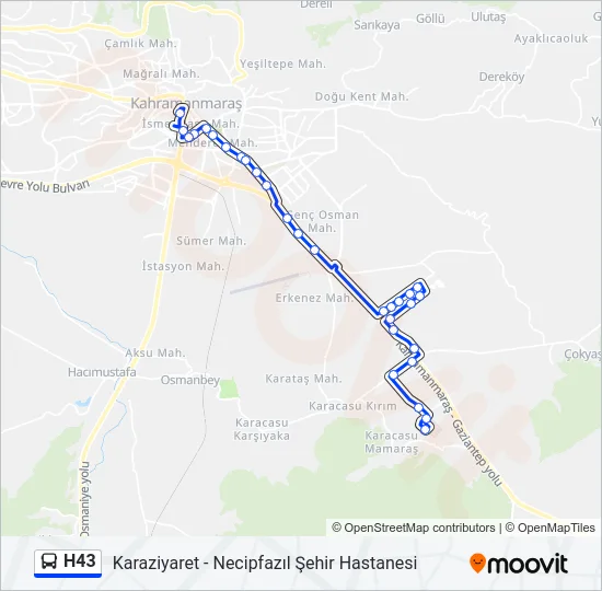 H43 Bus Line Map