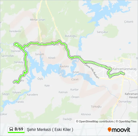 B/69 Bus Line Map