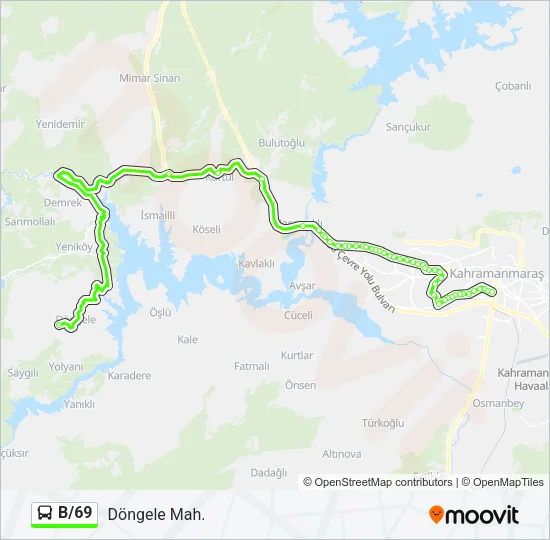 B/69 Bus Line Map