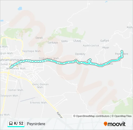 K/ 52 Bus Line Map