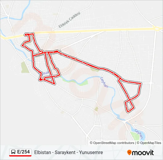 E/254 Bus Line Map
