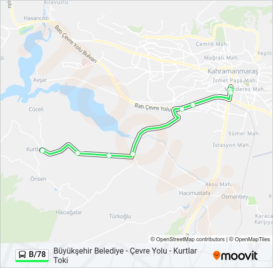 B/78 otobüs Hattı Haritası
