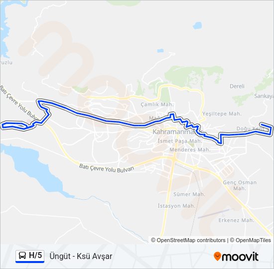 H/5 otobüs Hattı Haritası