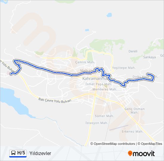 H/5 otobüs Hattı Haritası