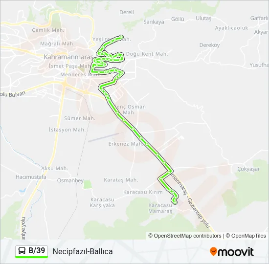 B/39 Bus Line Map