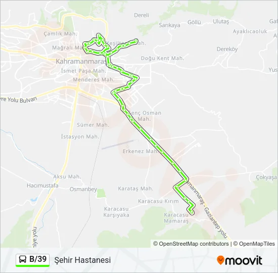 B/39 Bus Line Map