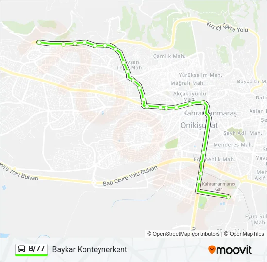 B/77 Bus Line Map