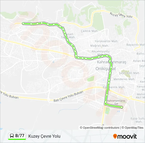 B/77 Bus Line Map