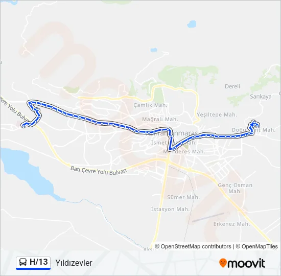 H/13 Bus Line Map