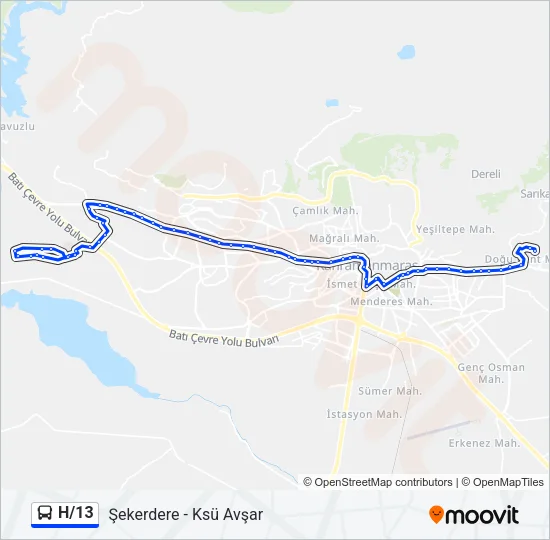 H/13 Bus Line Map